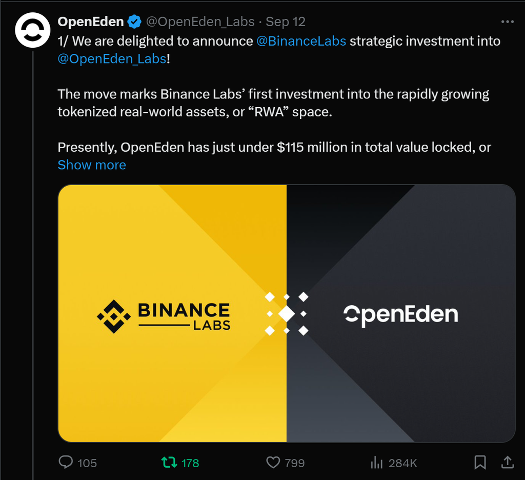 一文详解OpenEden：BIAN投资RWA新贵，美债投资新选择-第9张图片-欧意下载